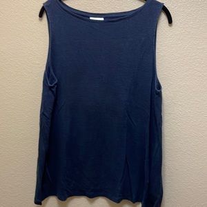 JJill navy sleeveless boatneck top. Size XL. Linen fabric.